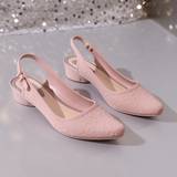 Højhælede sko Shein Women Letter Graphic Point Toe Pumps Fashion Pink Slingback Pumps