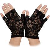 Blond Tilbehør Wicked Costumes Ladies Punk 80s Short Lace Gloves Black