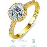 Shein 1Pc 1ct Moissanite Diamond Engagement Ring Wedding Band For Women s925 Silver Sparkle Gold Ring Promise Ring Eternity Ring Anniversary Ring V