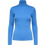 Bomuld - Dame - Polotrøjer Sweatere Selected Lydia Knitted Sweater - Ultramarine