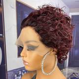 Multifarvede Extensions & Parykker Shein Transparent Lace Pixie Cut Curly 13 X 1Â Lace FrontÂ Wig 150% Density
