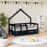 VidaXL Grøn Senge vidaXL Kids Bed Frame with Drawers Black Solid Wood Pine