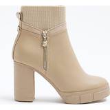 River Island Støvler River Island heeled boot with side zip in cream-White5