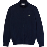 Blå - Jersey Sweatere Lacoste Men's High-Neck Organic Zip-Up Sweater - Navy Blue