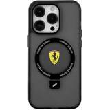 Ferrari Læder/Syntetisk Mobiltilbehør Ferrari iPhone 15 Cover Ring Stand MagSafe Sort