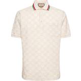 Gucci L T-shirts & Toppe Gucci Mens Bone Mix Monogram-embroidered Stretch-cotton Piqué Polo Shirt