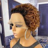 Ægte hår Parykker Shein Transparent Lace Pixie Cut CurlyÂ 13 X 1 Lace Wig 150% Density