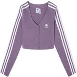 16 - Lilla Overdele adidas Originals 3-Stripes Button Long Sleeve Top, Shadow Violet