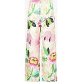Gucci Silke Tøj Gucci Womens Ivory/pink/mix Floral-print Wide-leg Mid-rise Silk Trousers
