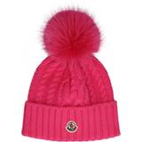 Moncler Tilbehør Moncler Logo cable-knit wool and cashmere beanie pink One fits all