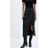L - Polyuretan Nederdele Mango Emilia Wrap Faux Leather Midi Skirt, Black