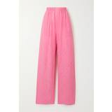 Balenciaga Pink Bukser & Shorts Balenciaga Logo high-rise wide-leg silk pants pink