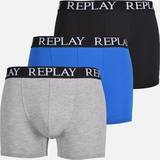 Replay Underbukser Replay 3-Pack Classic Logo Boxer Trunks, Black/Grey/Blue