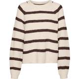 Elastan/Lycra/Spandex - Stribede Overdele Vero Moda Asta Knitted Pullover - Grey/Birch