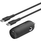 Belkin Bilopladere USB Batterier & Opladere Belkin BoostCharge 30W USB-C Car Charger USB-C to USB-C cable