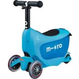 Micro Løbehjul Micro Mini2go Deluxe Blue løbehjul med tre hjul med sæde og opbevaringsplads 18 mdr-5 år