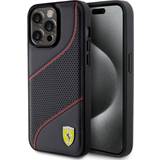 Ferrari Læder/Syntetisk Mobiltilbehør Ferrari iPhone 15 Pro Max Cover Perforeret Sort