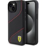 Ferrari Læder/Syntetisk Mobiltilbehør Ferrari iPhone 15 Cover Perforeret Sort