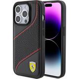 Ferrari Læder/Syntetisk Mobiltilbehør Ferrari iPhone 15 Pro Cover Perforeret Sort
