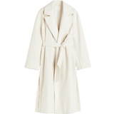 32 - Dame - Viskose Frakker H&M Coat with Tie Belt - White