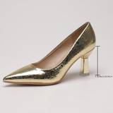 49 - Guld Højhælede sko Shein European And American Style Fashionable High-heeled Shoes For Women, 2023 New Arrivals, Shallow Mouth Single Shoes With Pointed Toe And Chunky Heels
