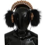 Beige Høretelefoner Dolce & Gabbana Gold Black Crystal Fur