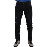 Herre - Silke Bukser & Shorts Dolce & Gabbana Blue Cotton Stretch Skinny Denim Trouser Jeans IT48