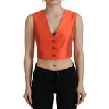 48 - Orange - Silke Tøj Dolce & Gabbana Orange Top Vest Orange IT40/S