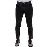 Dolce & Gabbana Sort Bukser & Shorts Dolce & Gabbana Black Cotton Stretch Skinny Denim Jeans IT48