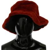 Dolce & Gabbana Hovedbeklædning Dolce & Gabbana Red Bordeaux Fur Wide Brim Bucket Hat