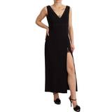 Silke - Sort Kjoler Dolce & Gabbana Black Silk Stretch Side Slit Sheath Midi Dress IT40