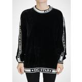 Dolce & Gabbana Oversized Overdele Dolce & Gabbana Black Velvet Crewneck Pullover Sweater Black IT38/XS-XS