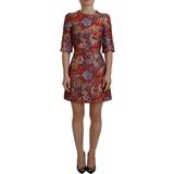 Blomstrede - XXS Kjoler Dolce & Gabbana Rød Floral Jacquard A-line Mini Kjole Red IT36/XXS