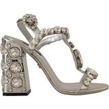 Læder Sandaler med hæl Dolce & Gabbana Sølv Crystals Højhælede Sko Silver EU37/US6.5