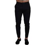 48 - Blomstrede Bukser Dolce & Gabbana Blue Stretch Cotton Slim Trousers Chinos Pants IT48