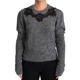 48 - Bomuld - Dame - Striktrøjer Sweatere Dolce & Gabbana Gray Lace Trimmed Pullover Cashmere Sweater IT48