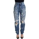 Dame - Silke Jeans Dolce & Gabbana Blå Washed Bomuld Bukser Jeans Blue IT36/XXS