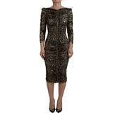 54 - Leopard Kjoler Dolce & Gabbana Multicolor Leopard Bodycon Sheath Midi Dress No Color IT38/XS