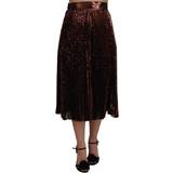 Brun - Nylon Nederdele Dolce & Gabbana Bronze Sequined High Waist A-line Maxi Skirt Brown IT44/L-L