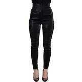 Dolce & Gabbana Nylon Bukser & Shorts Dolce & Gabbana Black Washed Cotton Skinny Denim Jeans IT36