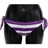 Dolce & Gabbana Badetøj Dolce & Gabbana Purple White Stripes Beachwear Bikini Bottom IT2