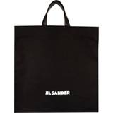 Hør Tasker Jil Sander Logo Print Square Tote Bag Os Black