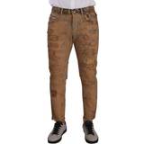 48 - Brun Jeans Dolce & Gabbana Brown Distressed Cotton Regular Denim Jeans IT48