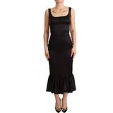 Elastan/Lycra/Spandex - Herre Kjoler Dolce & Gabbana Black Silk Stretch Sheath Mermaid Midi Dress IT40