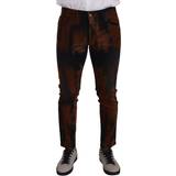 Brun Jeans Dolce & Gabbana Black Brown Tie Dye Cotton Skinny Denim Jeans IT48
