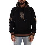 Bomuld - Leopard Overdele Dolce & Gabbana Black Brown Leopard Cotton Hooded Pullover Sweater IT44