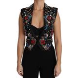 Dolce & Gabbana Slim Tøj Dolce & Gabbana Black Crystal Sicily Vest Waistcoat IT38