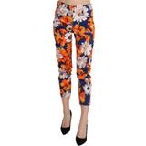 Blomstrede - Blå Bukser & Shorts LANACAPRINA Blue Floral Print Skinny Slim Fit Trousers Pants IT42