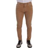 48 - Herre - Polyester Jeans Dolce & Gabbana Brown Corduroy Cotton Skinny Slim Fit Jeans IT48