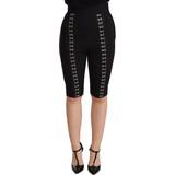 Silke - Sort Bukser & Shorts Dolce & Gabbana Black Wool Stretch Slim Fit High Waist Shorts IT36